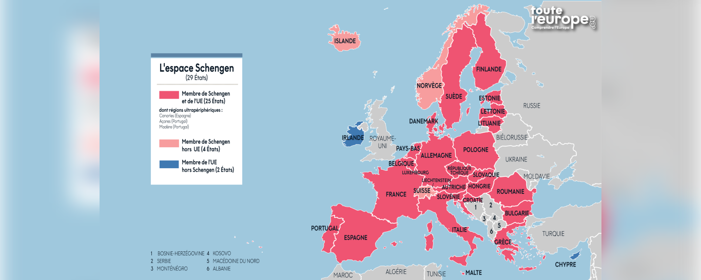 Carte de l'espace Schengen